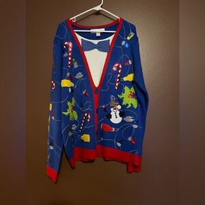 Ugly Christmas Festive Blue and Red Men's Sweater